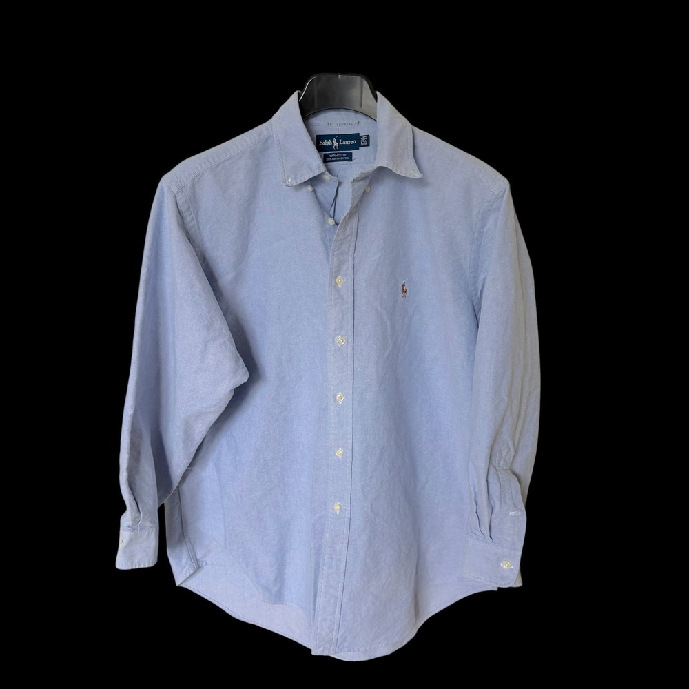 90's Polo Ralph Lauren Yarmouth 16.5 33 Blue Cotton Oxford Button Down Shirt